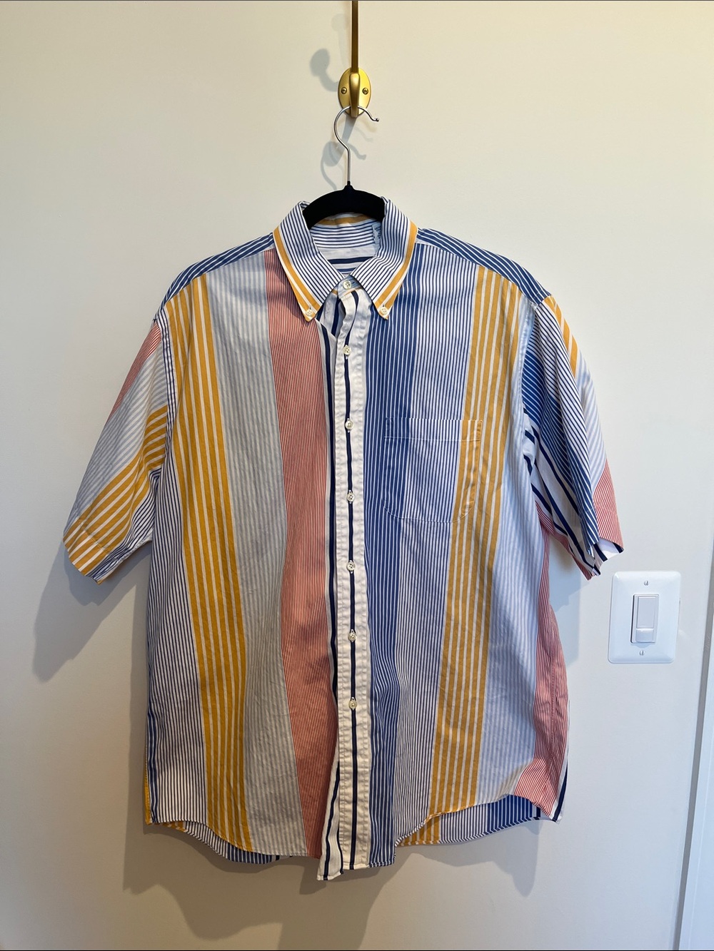 Men's Viyella Multicolor Vertical Stripe Short-Sleeve Button-Down Shirt